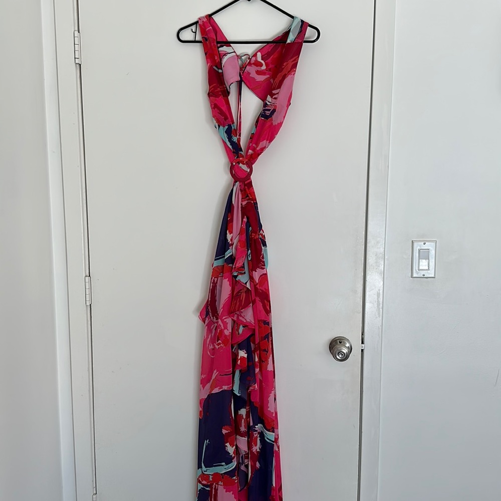 Floral dress floor length - great for wedding guest, size M